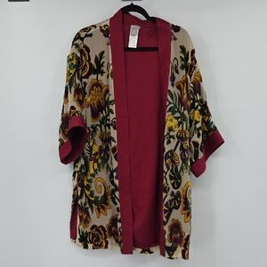 Chico's Rich Floral Velvet Open Cardigan Jacket Size S/M